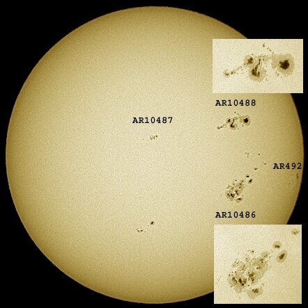 Solar Active Regions 10486 - 10492