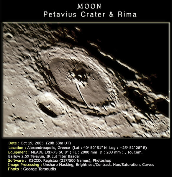 Crater Petavius & Rima, fron LXD-75 8"SC & TouCam