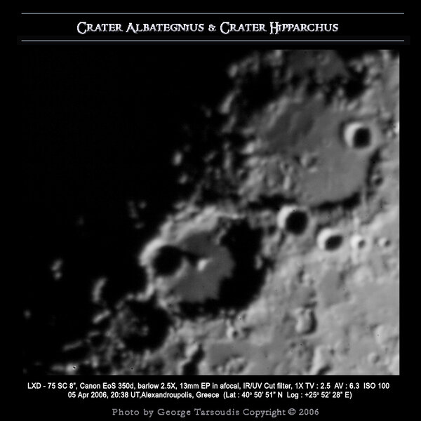 Crater Albategnius & Crater Hipparchus, 05 Apr. 2006