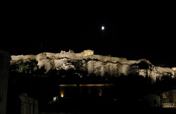 Moon Over Parthenon - Athens Olympics - Aug 24 2004