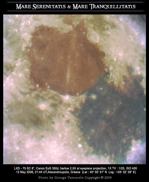 False color of Mare Serenitatis & Mare Tranquillitatis