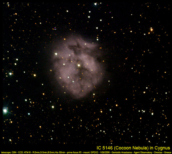 Περισσότερες πληροφορίες για το "IC 5146 (Cocoon Nebula ή κουκούλι)"