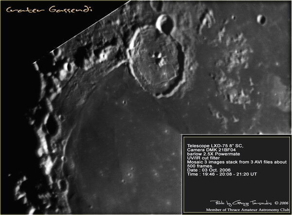 Mosaic crater Gassendi, 03 Oct. 2006