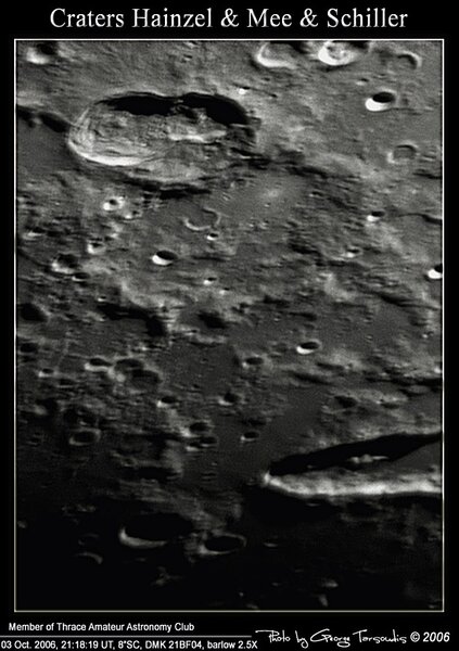 Craters Hainzel & Μee και το 1/2 του κρατήρα Schiller, 03 Οκτ. 2006