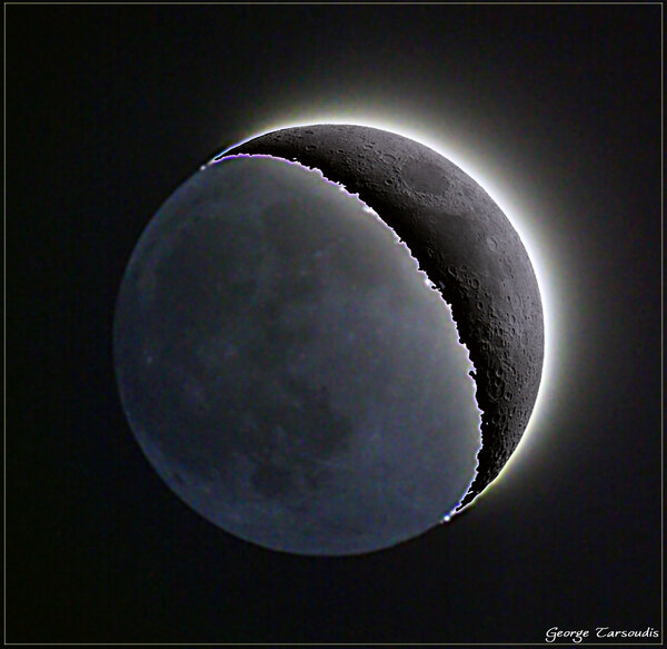 Moon Colors at Earthshine, 21 Feb. 2007