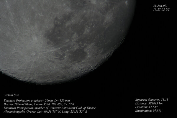 Σελήνη eyepiece projection 20mm, d=120mm