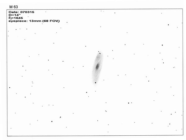 Sunflower galaxy Μ-63 (w/b)