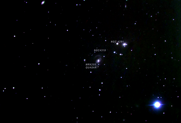 NGC 4319,NGC 4291,MRK 205( QUAZAR)
