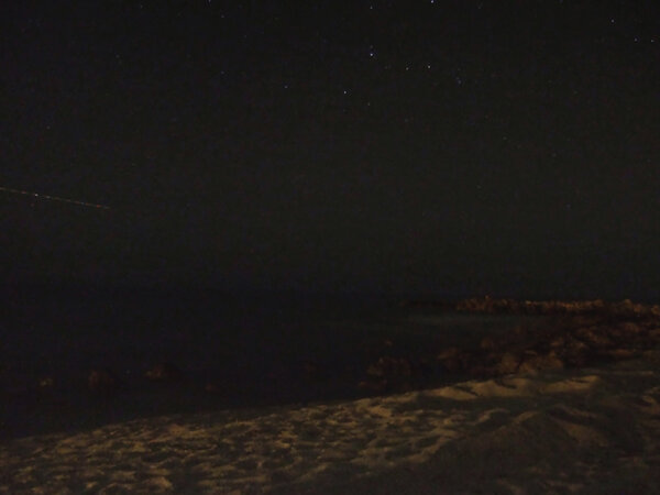 Cassiopeia,Sea & Plane Trail