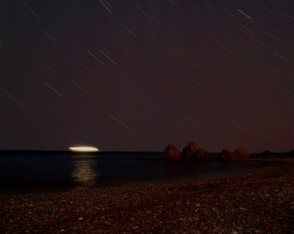 Ship+Star trails