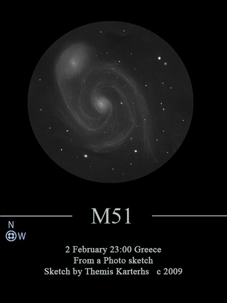 Μ51 Whirpool Galaxy Sketch By Themis Karetrhs