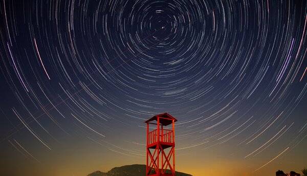 Lifeguard Tower - Startrails Northern Sky