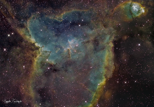 Ic - 1805 Heart Nebula In Hubble Palette