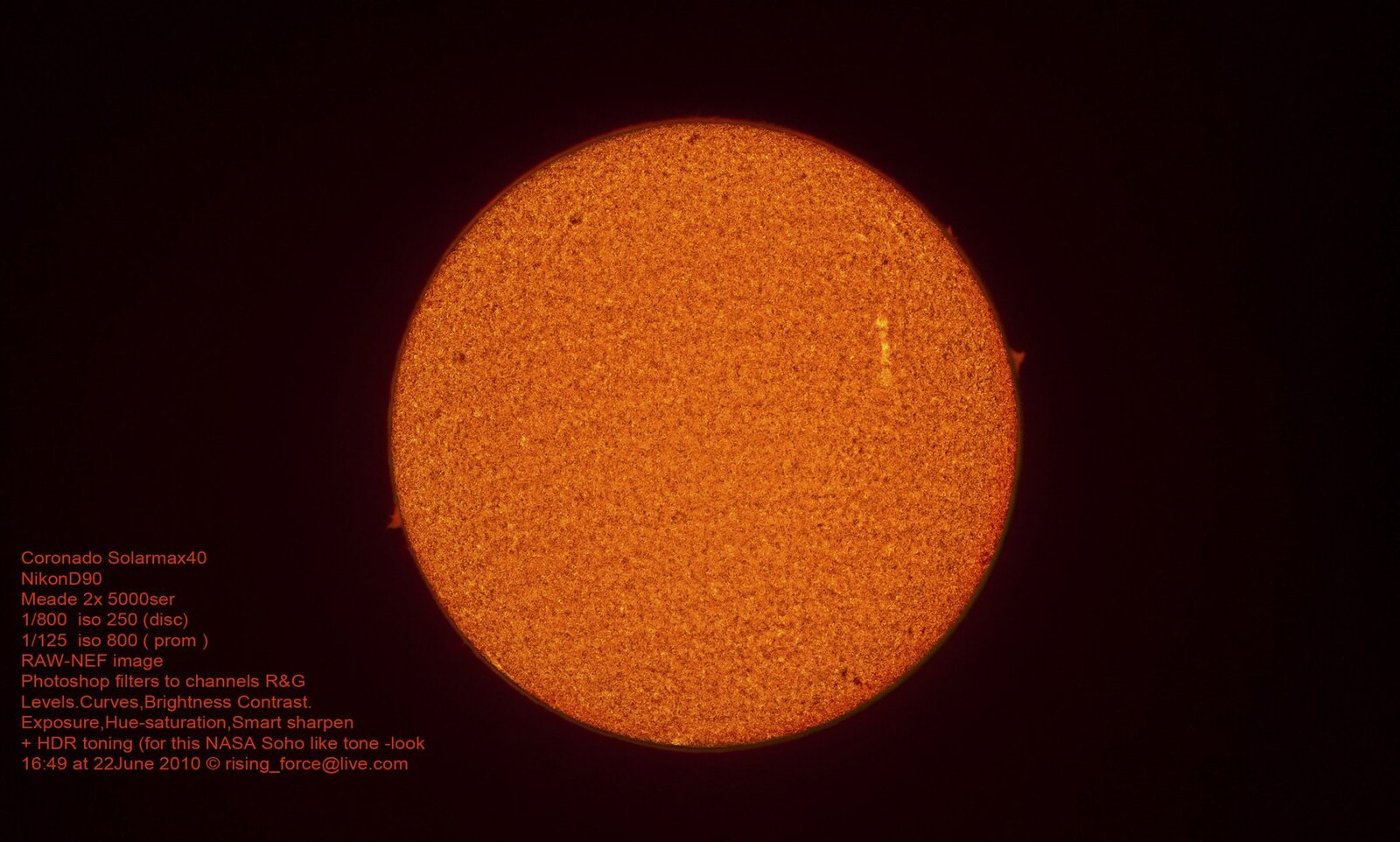 Ηλιακός δίσκος με προεξοχές 22 Ιουν.2010 Hdr