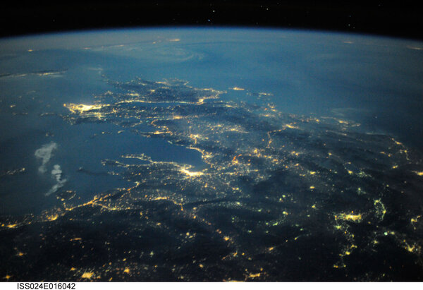 Greece At Night From Iss