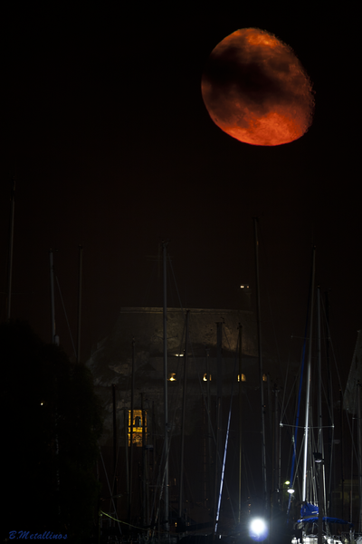 The Moon Waning Gibbous 18.82 Days Old Over Old Fortress