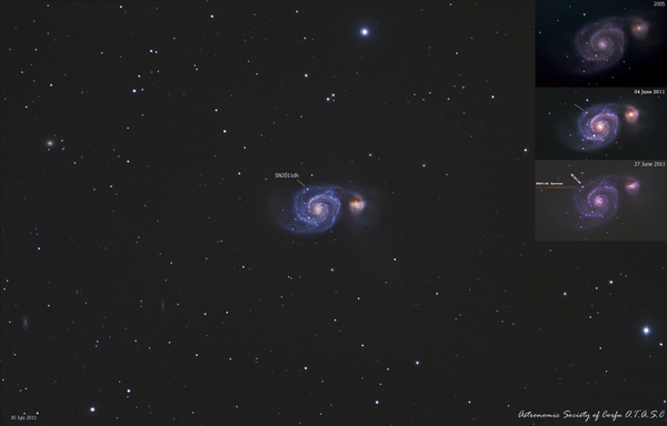 Whirlpool Galaxy M51 & Sn2011dh Still Glowing