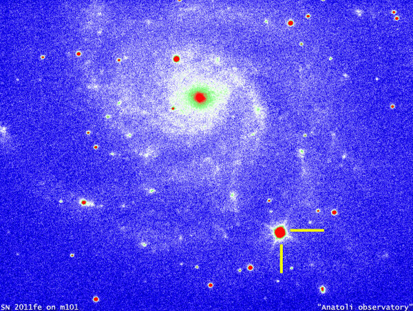 Περισσότερες πληροφορίες για το "Sn 2011fe On Messier 101 (pseudocolor)"