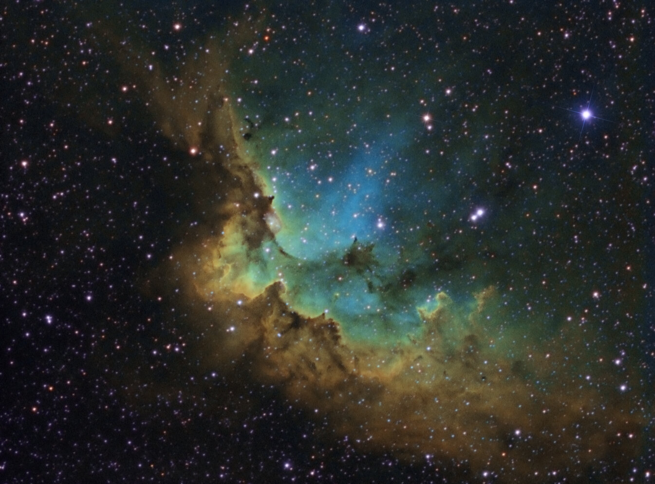 Ngc 7380 - Wizard Nebula In Hst Palette (new Version)