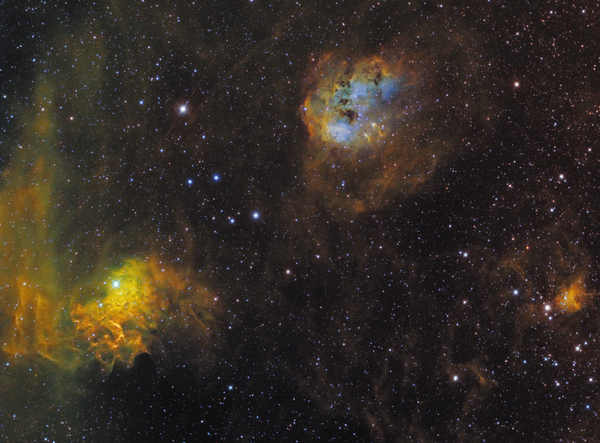 Ic 405 & Ic 410 Widefield (hubble Palette)