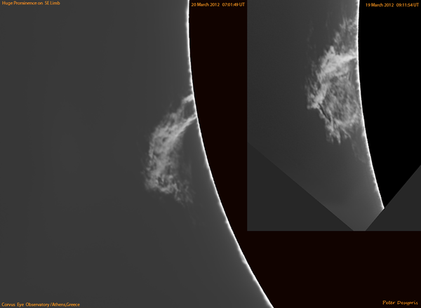 Huge Prominence on SE Limb 19-20/03/2012