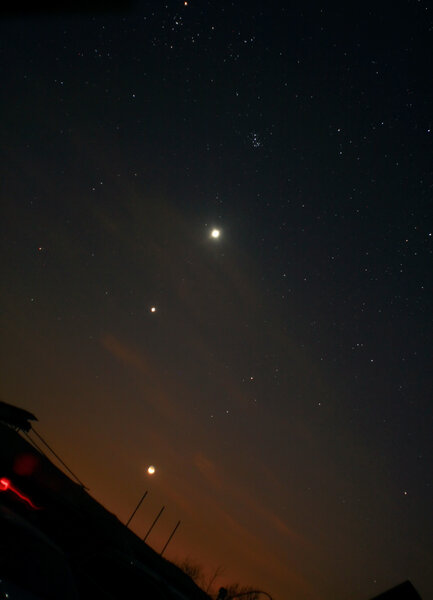 Yades,pleiades,venus,jupiter And Moon Dancing.