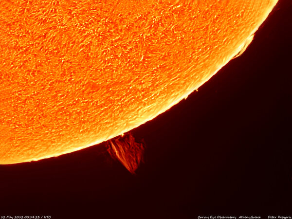 Περισσότερες πληροφορίες για το "Prominence on Southwestern Limb, on 12-05-2012"