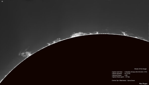 Prominences on Southeastern Limb, on 02-06-2012