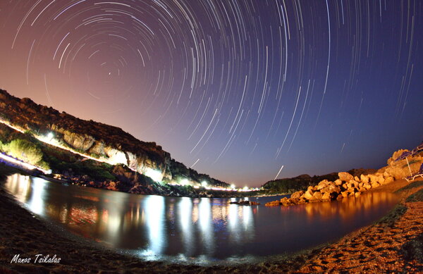 Star Trails Ρόδος παραλία Λαδικού