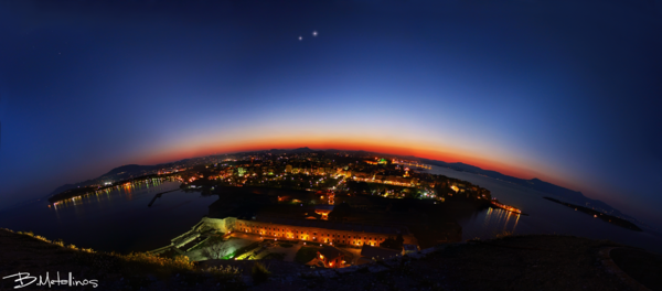 Venus-jupiter Conjunction - Old Town Of Corfu Panorama