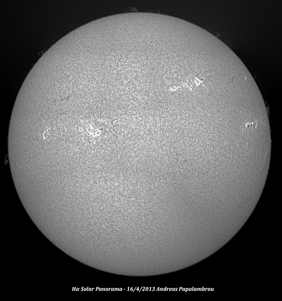 Ηλιακό πανόραμα στο Hα 16/4/2013