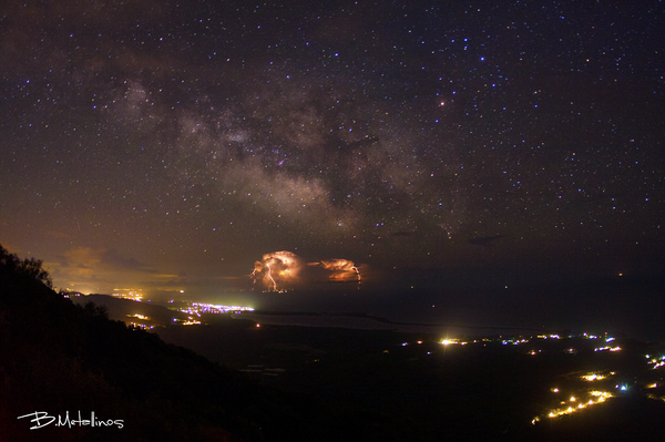 Lightnings And Stars At Lake Korission,  Milkyway Galaxy