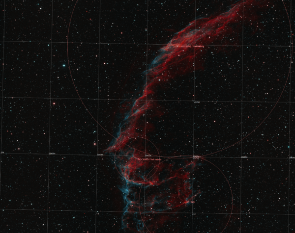 Ngc6992 Eastern Veil Annotated (bicolor ΗαΟ3 + Ngc6995, Ic1340)