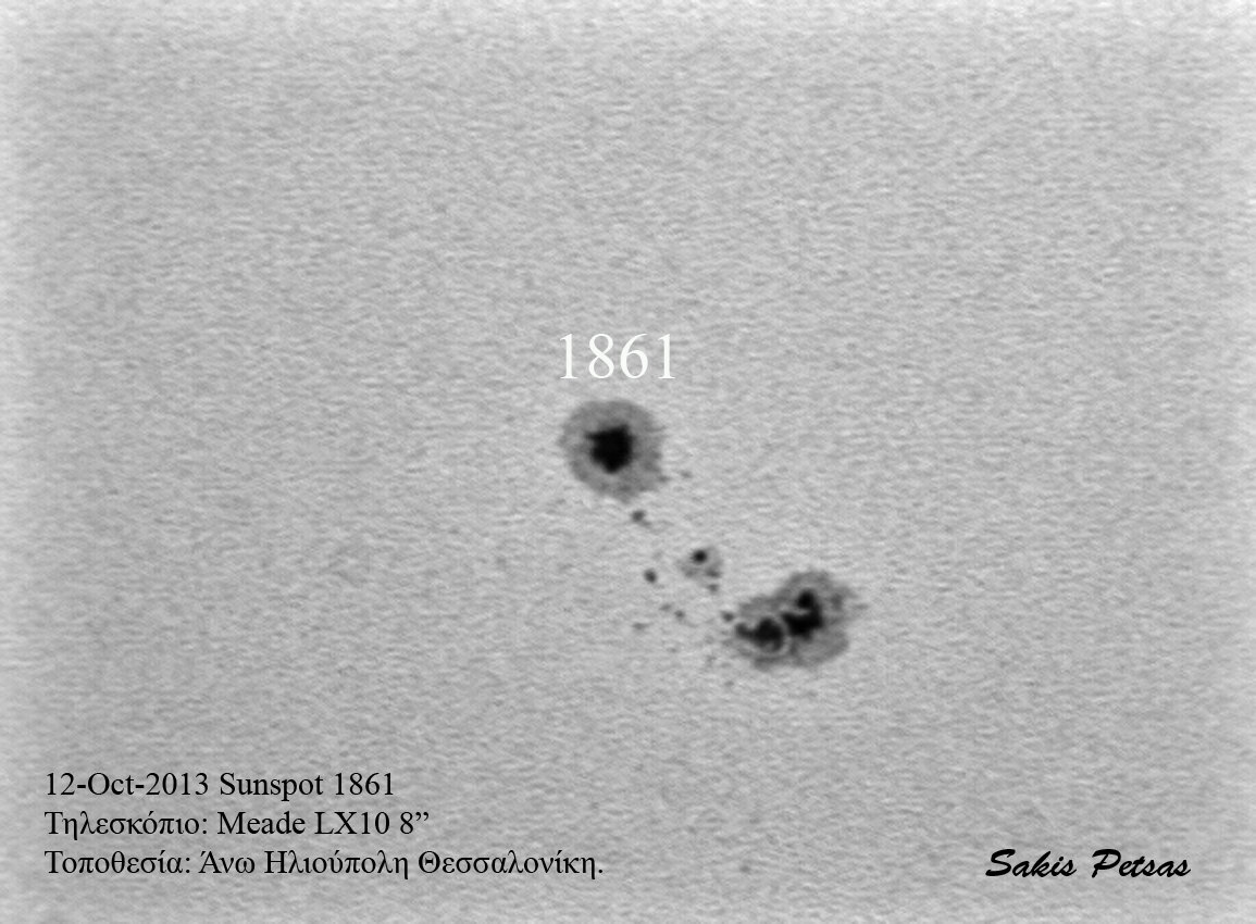 12-oct-2013  Sunspot 1861 στο ορατό φως.