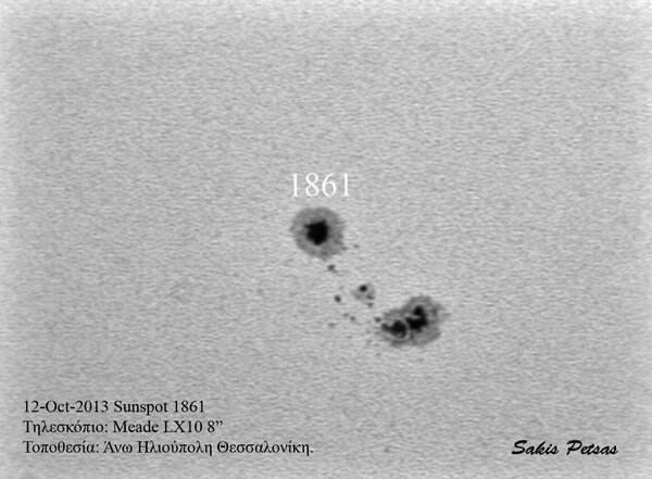 12-oct-2013  Sunspot 1861 στο ορατό φως.