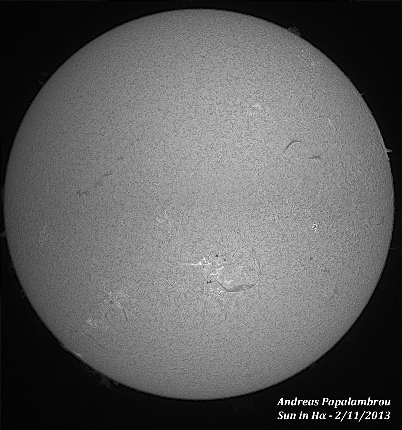 Ηλιακό πανόραμα στο Hα 2/11/2013 (δοκιμές πριν την έκλειψη)