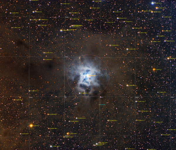 Iris Nebula (lbn 487, Ngc7023) Rgb Annotated
