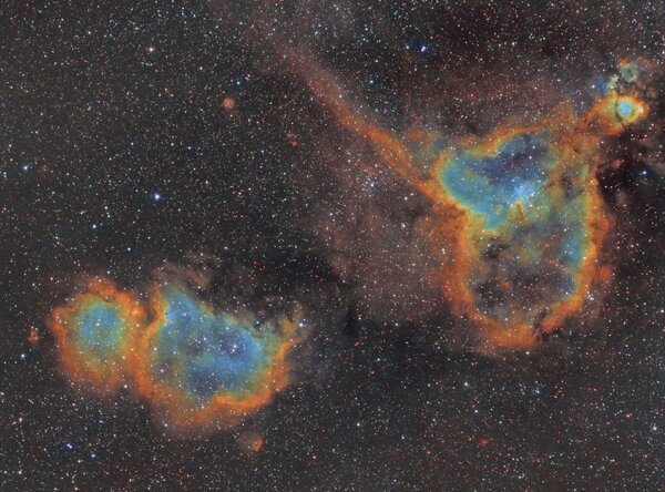 Heart & Soul Nebula Widefield In Hubble Palette