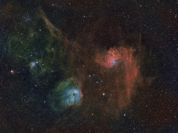 Flaming Star Nebula (ic405) And Tadpoles (ic410)