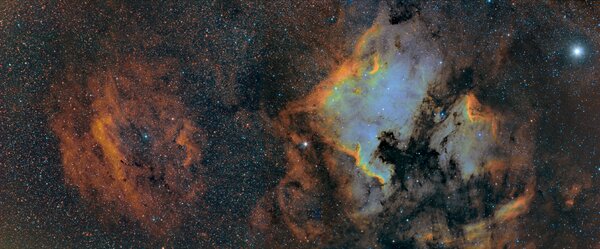 Ngc 7000 & Sh2-119 Mosaic In Hubble Palette