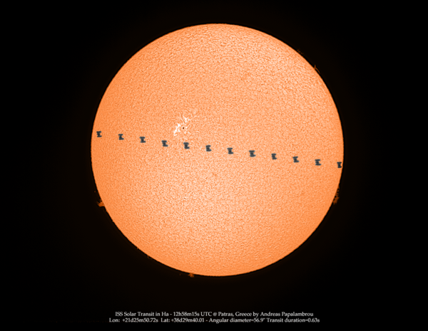 Περισσότερες πληροφορίες για το "Διάβαση Iss από τον ηλιακό δίσκο στο Ηα"