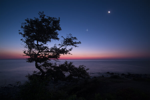 First Light (Venus and crescent Moon)