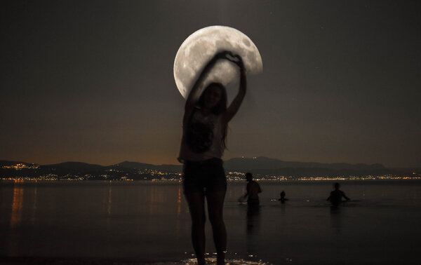 August Full Moon And Partial Lunar Eclipse