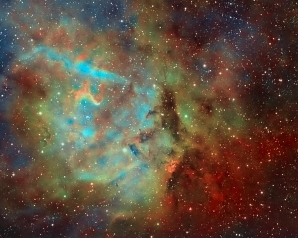 Detail From Sh2-132 Nebula In Narrowband (ha-oiii-oiii)
