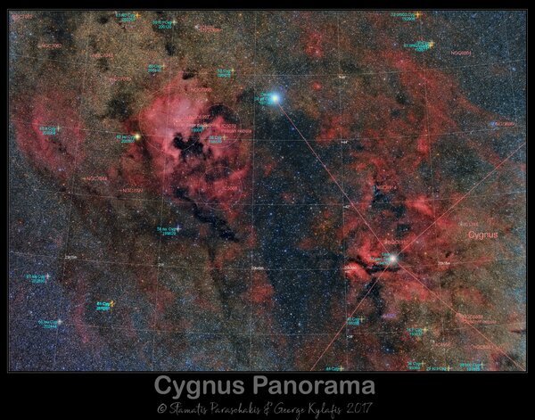 Cygnus Panorama in Hargb Annotated