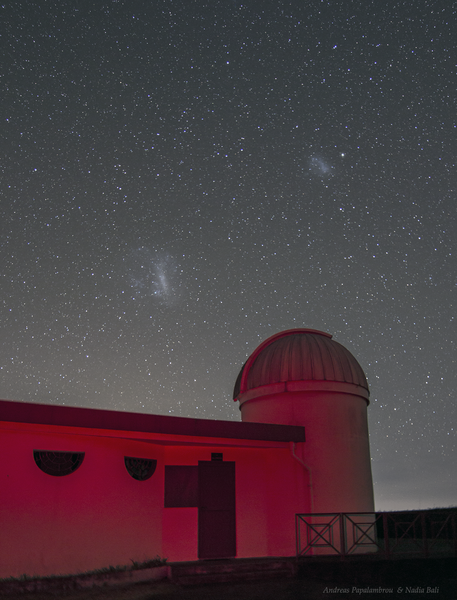 The Magellanic Clouds Over The Observatoire Des Makes, La Reunion