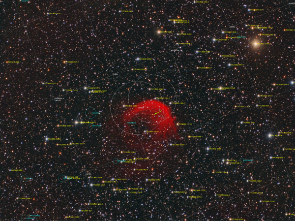Annotated Sh2-188 Lbn633 Dolphin Nebula