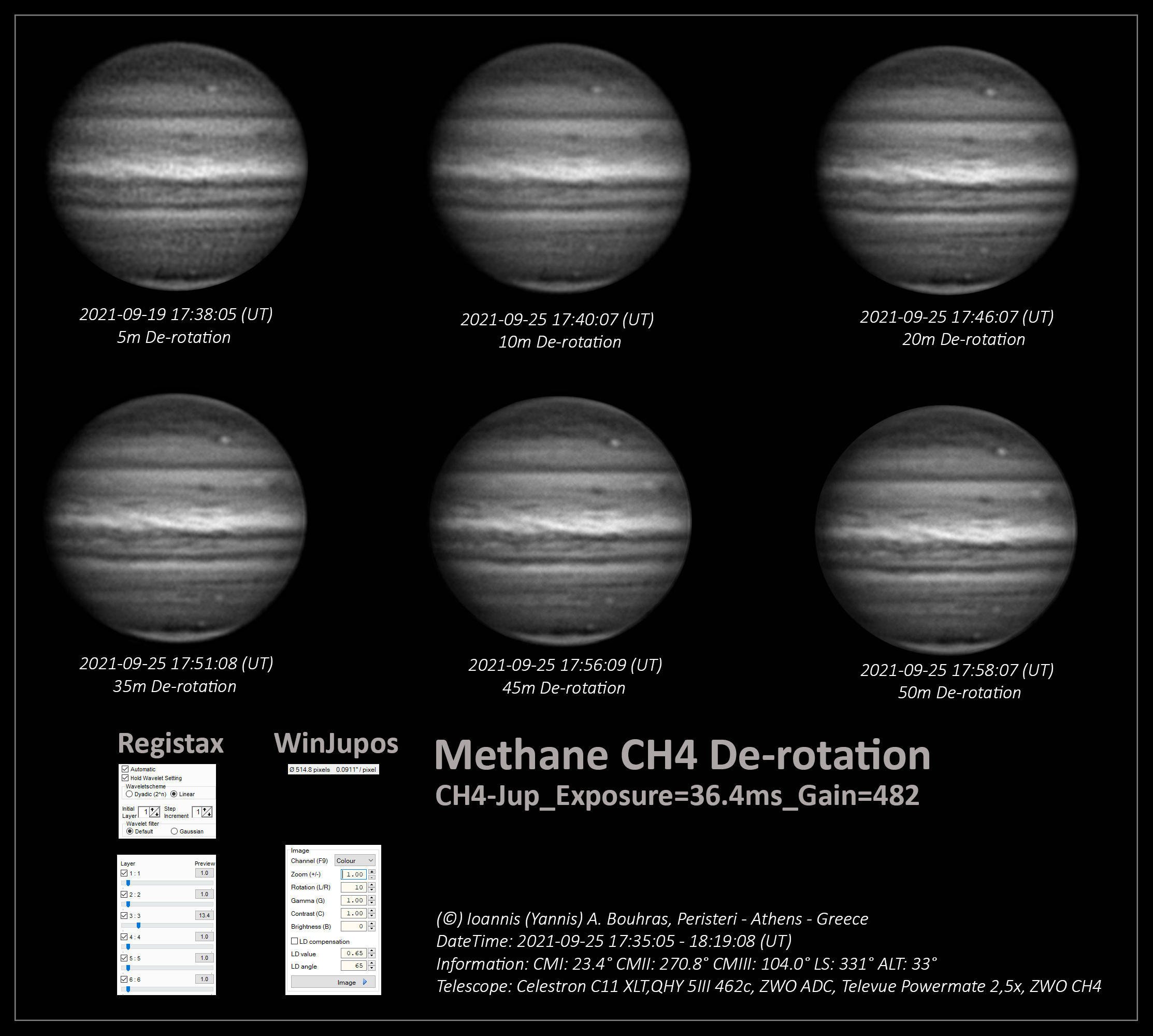 Jupiter Methane De-rotation Diferences