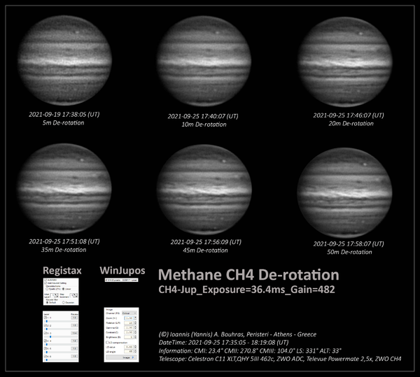 Jupiter Methane De-rotation Diferences