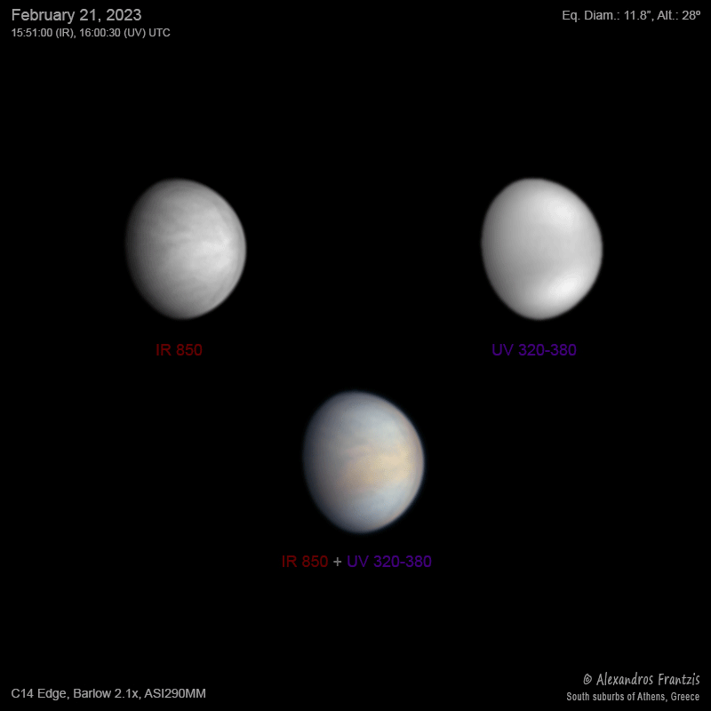 2023-02-21 to 23, Daily changes in Venus, C14 Edge, IR850 & UV320-380, Barlow 2.1x ASI290MM.gif